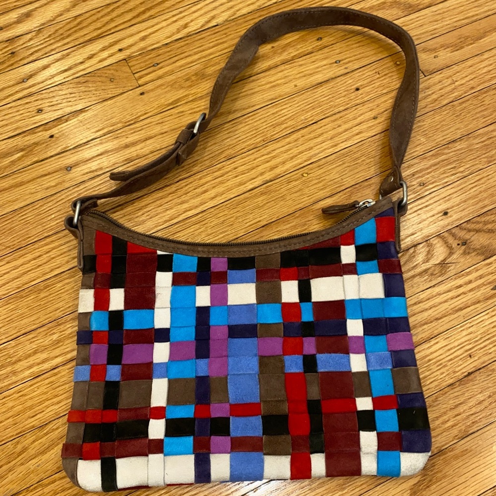 French Connection colorful vintage purse - small suede purse